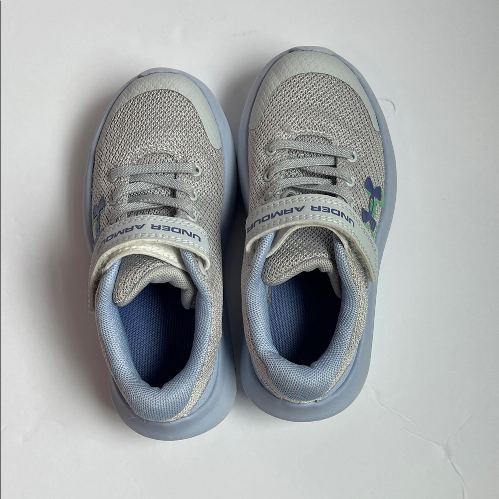 Under Armour Kids' Light Gray and Blue Sneakers